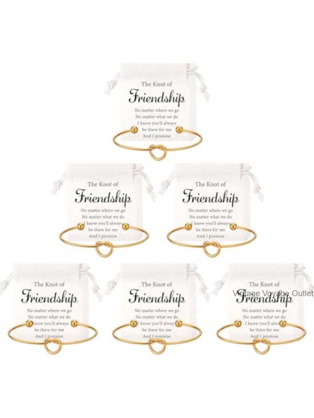 6 Set Friendship Bracelets 14k Gold Coated with Canvas Bags